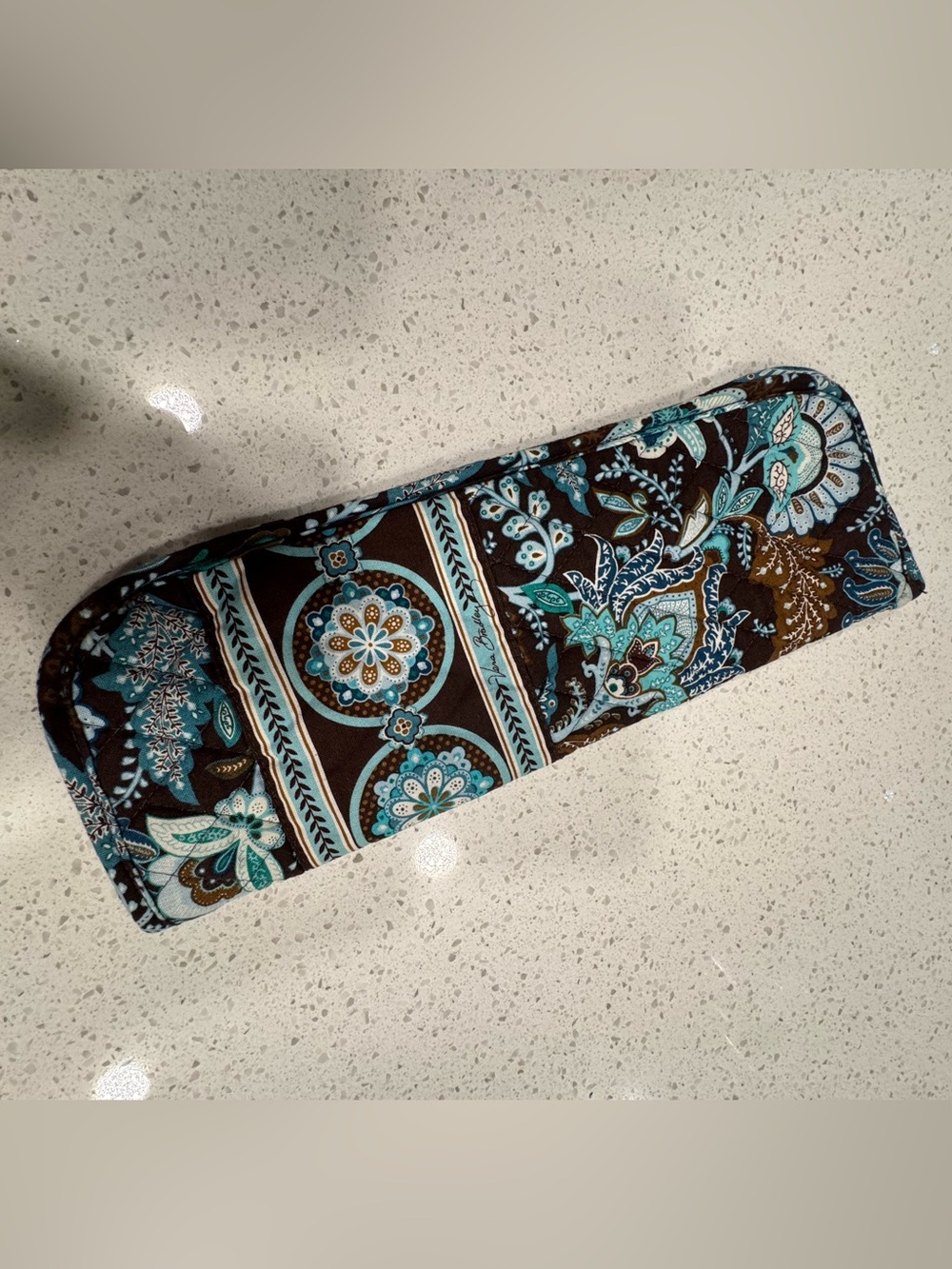 Vera Bradley Brown and Teal Paisley Quilted Hot tool pouch